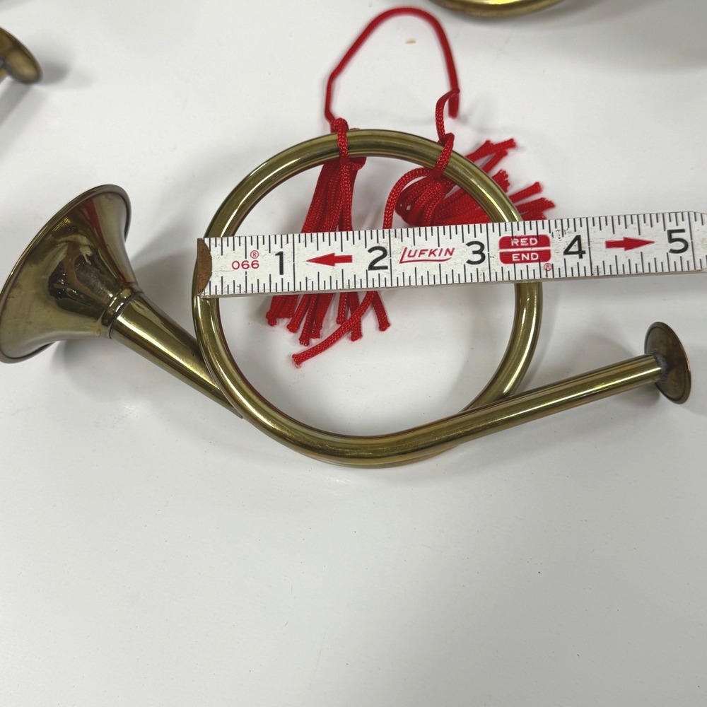 Set of 4 Vintage Brass French Horn Christmas Ornaments- Wreath decor - Picture 5 of 9